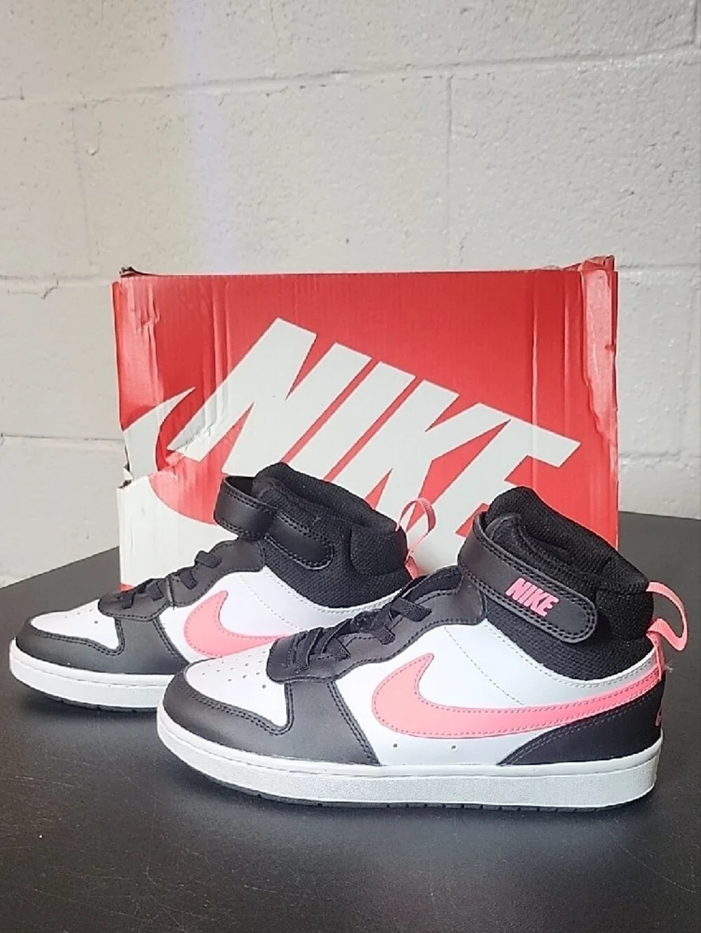 Nike Court Borough Mid 2 Black, White & Pink High-Top Sneakers